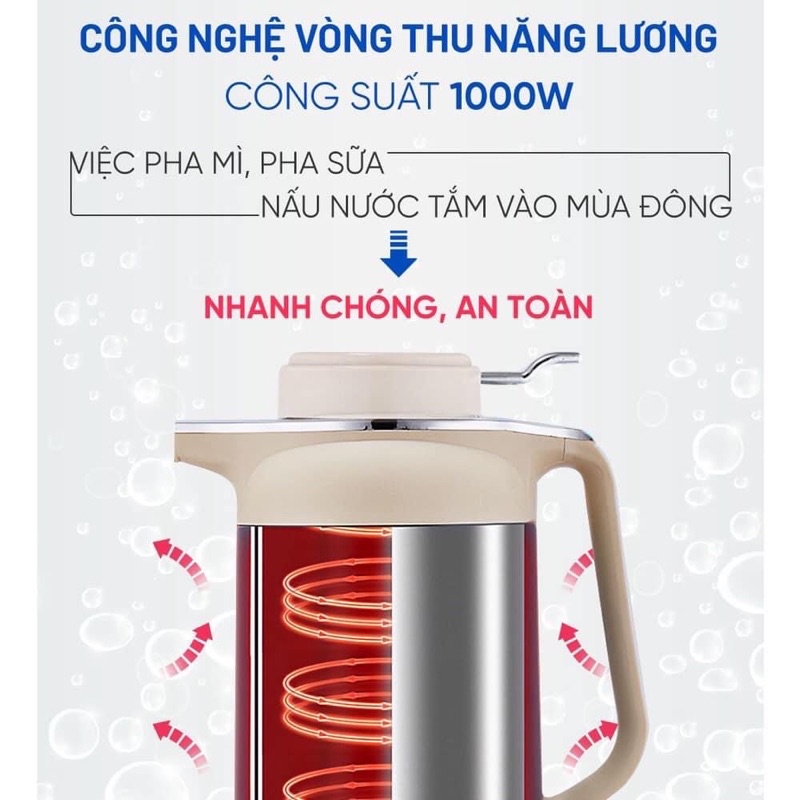 Ấm Siêu Tốc Điện Kiêm Bình Ủ Giữ Nhiệt Trong 24H GUGKDD GD-ST30 (3 lít) - Màu Ngẫu Nhiên - Hàng Chính Hãng