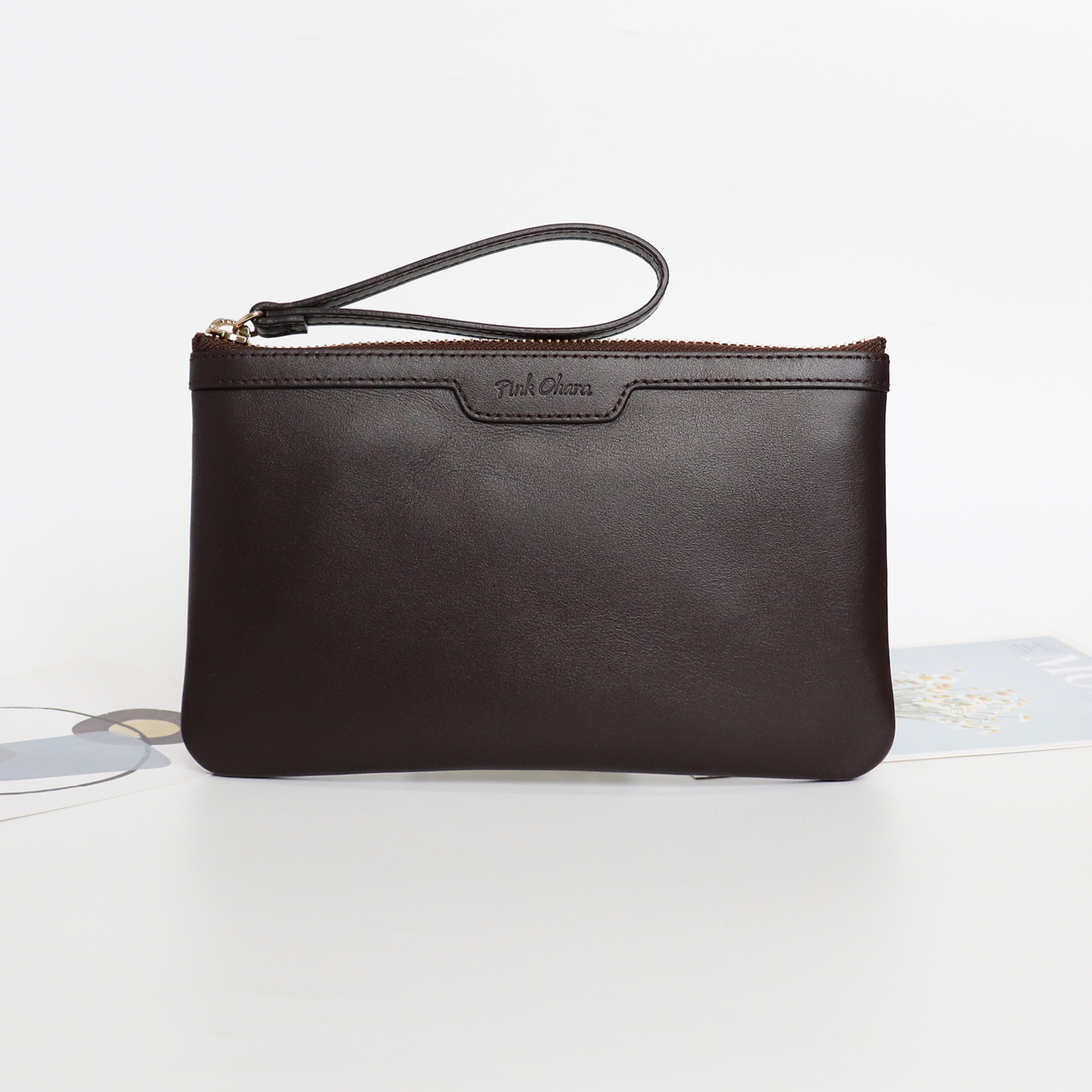 Clutch nữ cầm tay da bò thật mềm mại - Pink Ohara