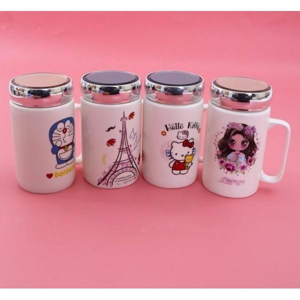Cốc sứ có nắp giữ nhiệt | Ly sứ nắp gương cao cấp