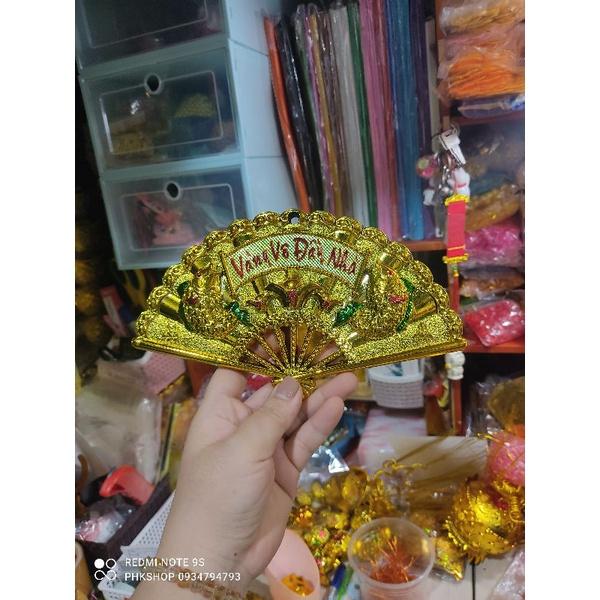 Quạt làm oản làm tỏi thần tài trang trí nhà trắng trí cây tài lộc