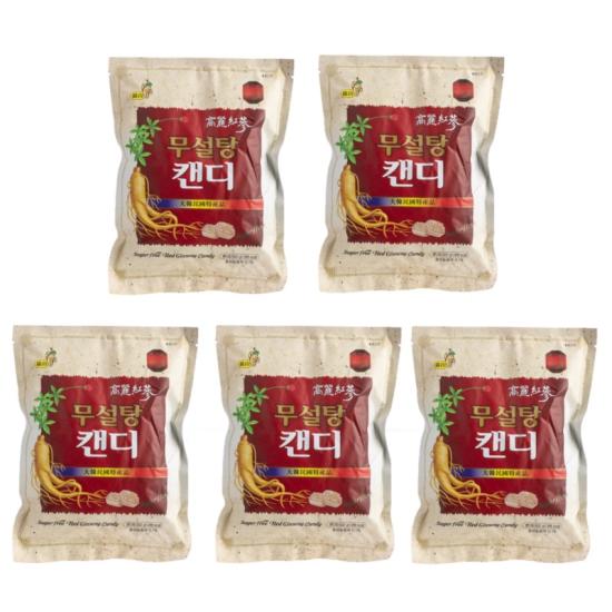 Combo 5 gói Kẹo hồng sâm không đường cao cấp Sugar Free Red Ginseng Candy 500g - Hàn Quốc