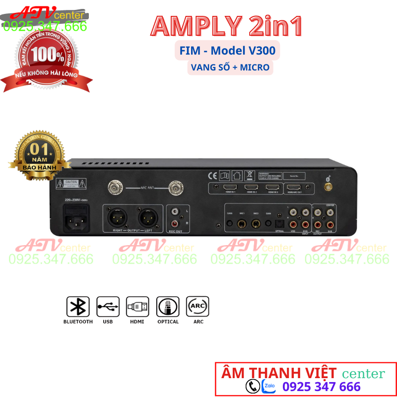 Amply 2in1 - Thương Hiệu FIM - Vang Số Tích Hợp Micro Không Dây - Chất Lượng Âm Thanh Sâu - Đầy Đủ - Tự Nhiên - Full Box