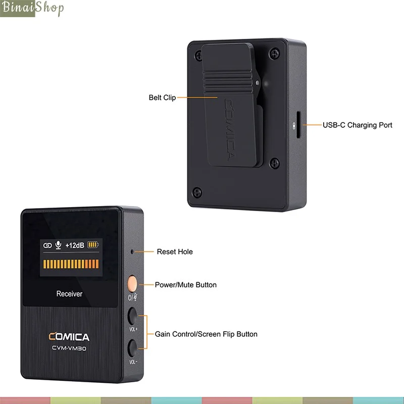 Comica CVM-VM30 - Micro Shotgun Không Dây 2.4GHz Cho Quay Video, Phát Trực Tiếp, Phỏng Vấn - Hàng chính hãng