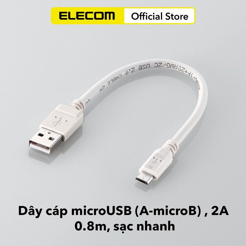 Dây cáp microUSB (A-microB), 2A, sạc nhanh ELECOM MPA-AMBC2U- Hàng chính hãng