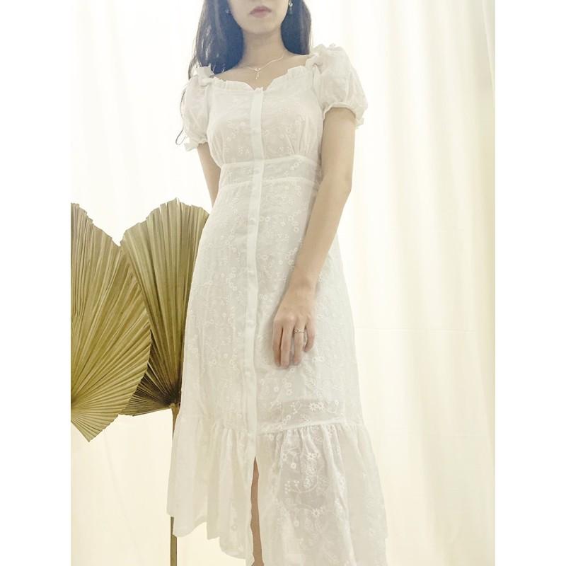 Midi dress - Đầm trắng midi đuôi cá