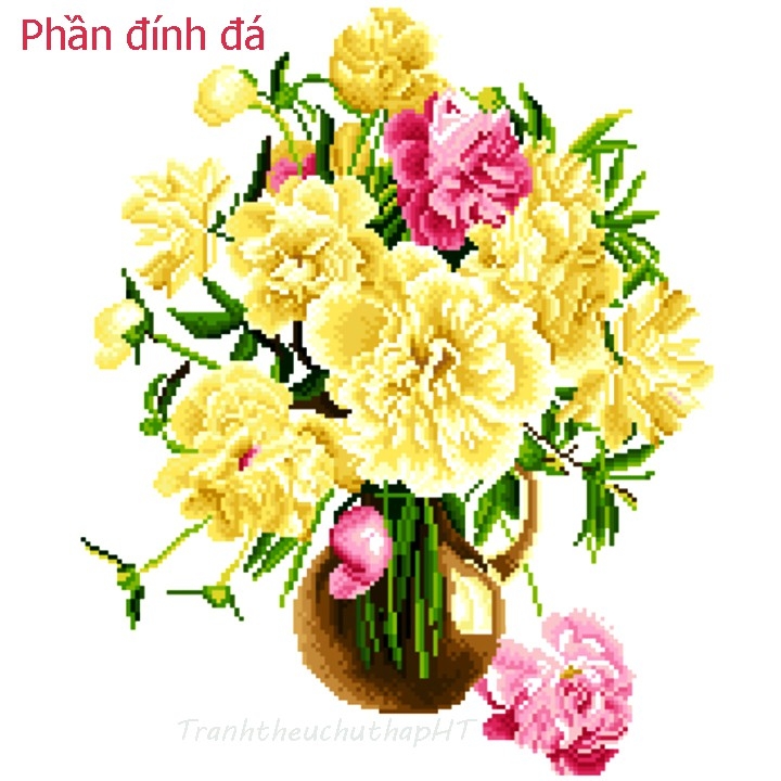 Tranh đính đá Bình hoa đẹp - chưa đính