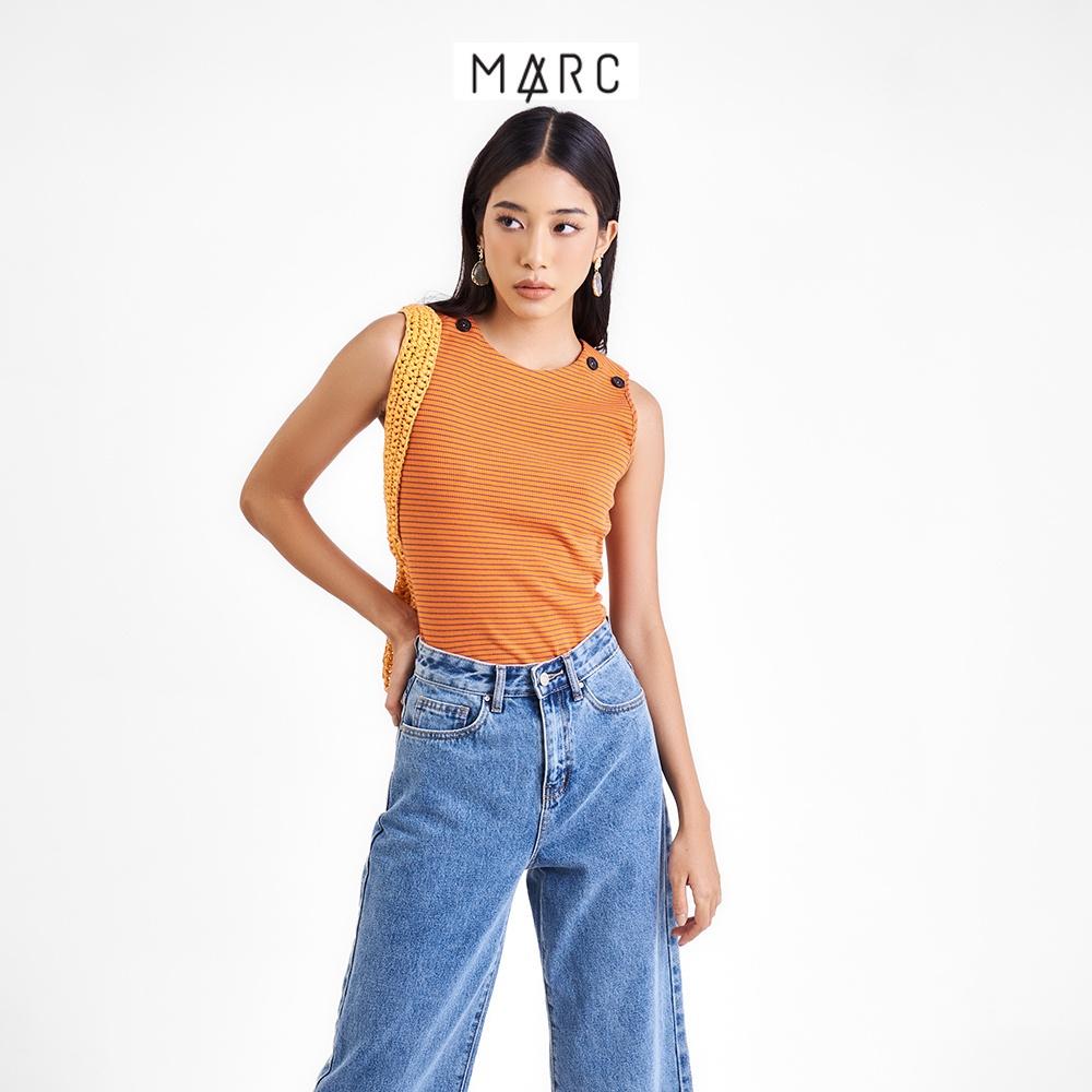 Áo thun nữ MARC FASHION cổ tròn sát nách đính nút vai CBLH081422