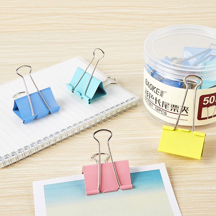 Set 40 kẹp giấy BINDER CLIPS 19mm , nhiều màu ( có hộp )