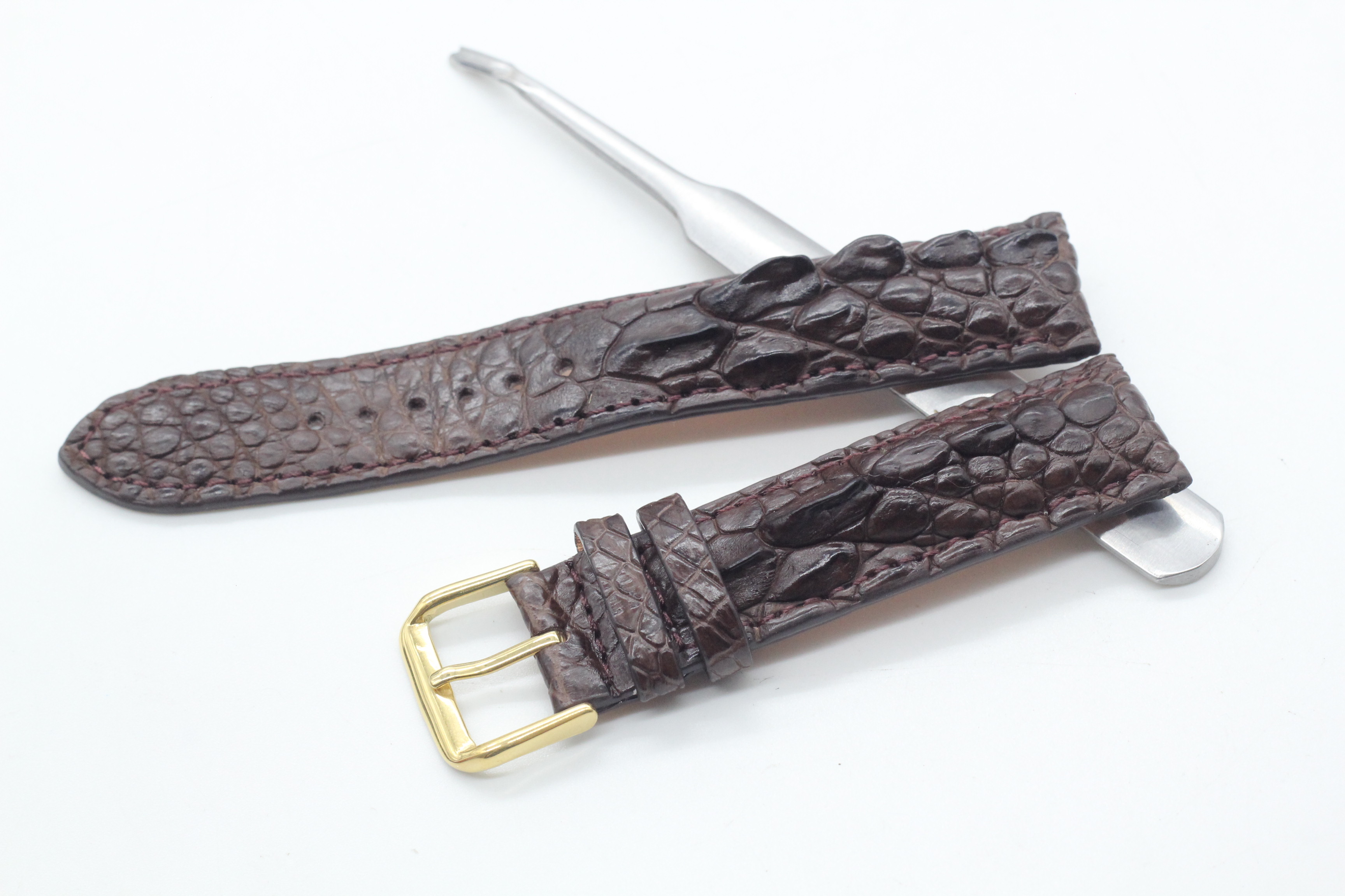 Dây Đồng Hồ Gai Chân Cá Sấu Songhan Leather,Dây Da Đồng Hồ Cá Sấu Size 22mm,20mm Gắn Chốt Thông MInh+ Khóa Kim,Bảo Hành 6 Tháng