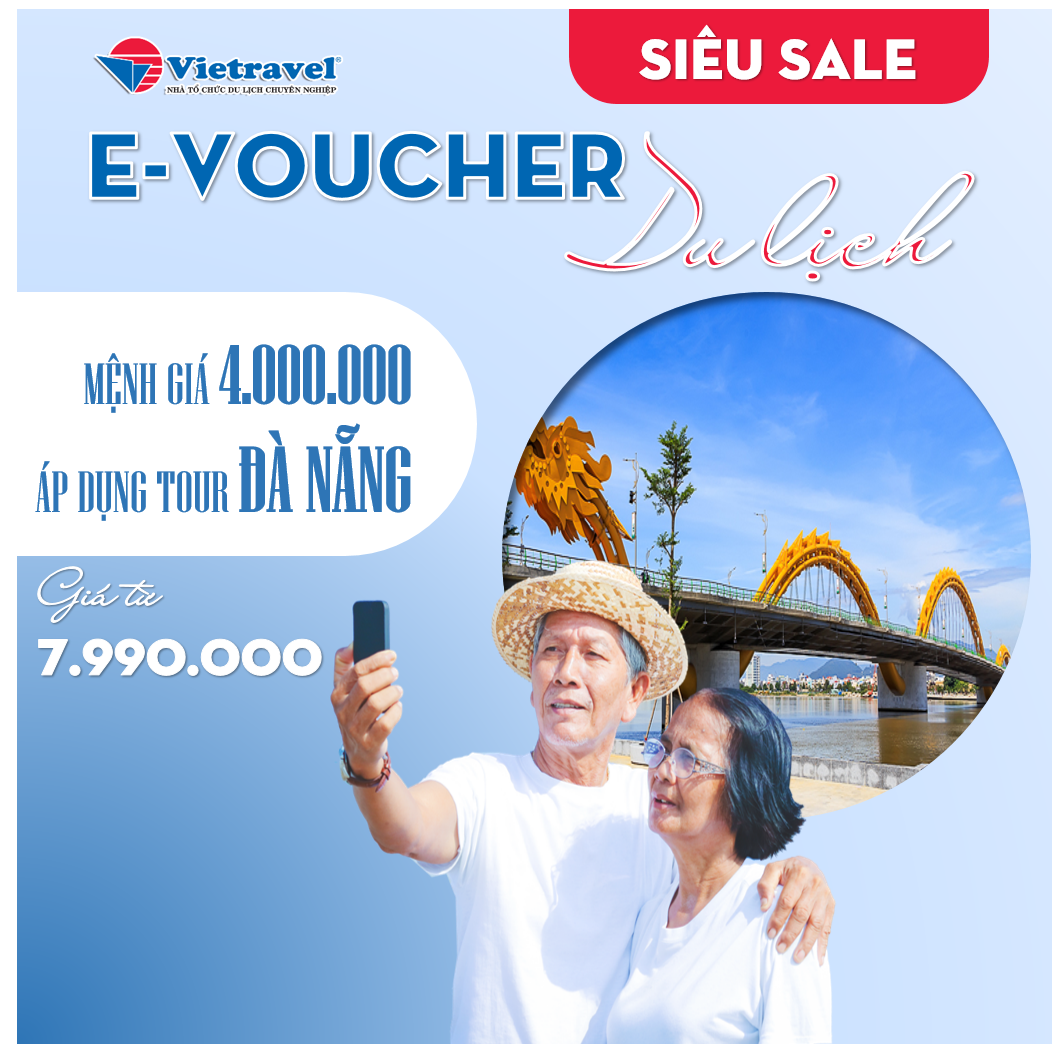 Mệnh giá 4.000.000 VND áp dụng cho tour nội địa Đà Nẵng giá từ 7.990.000