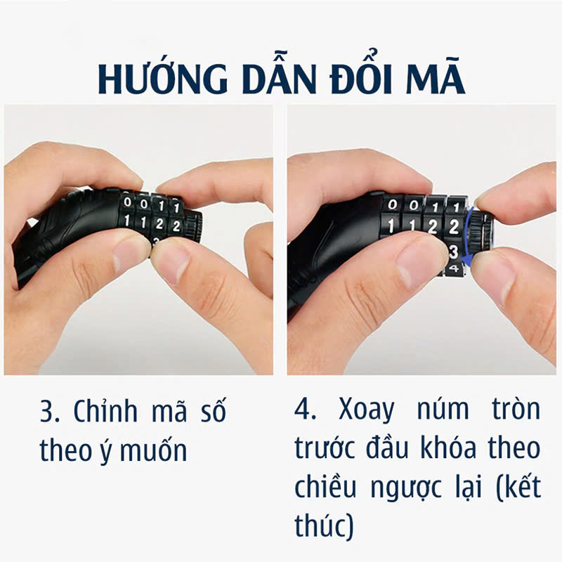 Khóa Xe Đạp Thể Thao Chống Trộm Khóa Dây Treo Yên Xe Đạp 4 Số Xoay Mã Khóa Tránh Mất Chìa Khóa - Hãng
