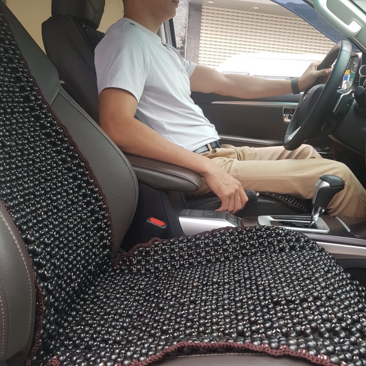 Đệm hạt gỗ tựa lưng massage lót ghế ô tô 100% gỗ Mun tự nhiên, đan kết diềm mép cao cấp - Kích thước sản phẩm: : 1,48 X 0,48 - Trọng lượng: 2Kg
