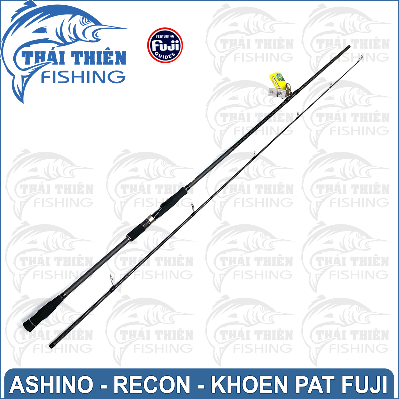 Cần Lure Ashino Recon 2 Khúc Máy Đứng Khoen Pat Fuji Phôi Carbon Xoắn Thân Rỗng Cán Hở Dòng