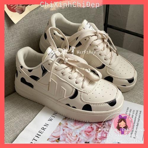 Giày sneaker nữ bò sữa thời trang thể thao đẹp đế bằng độn af1 hot trend 2021