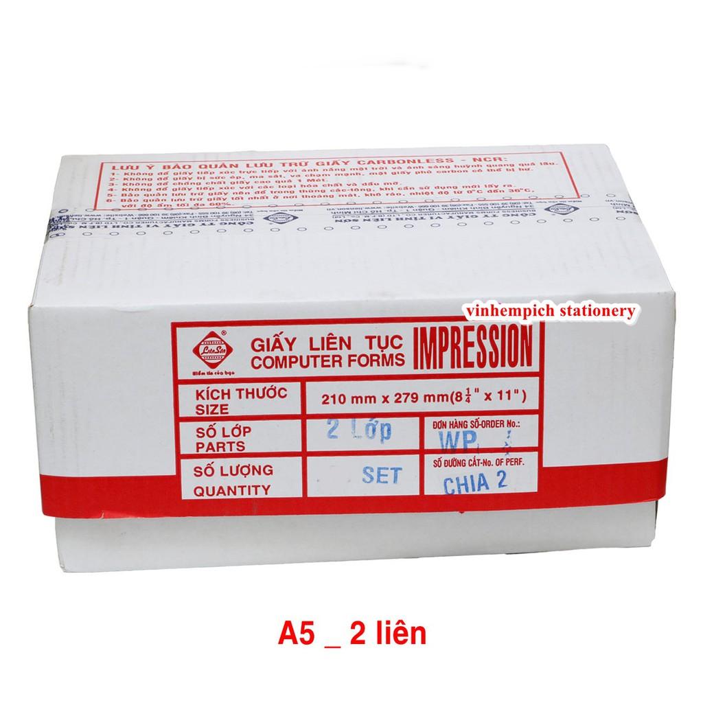 Giấy in liên tục 2 Liên 210x279mm size A5
