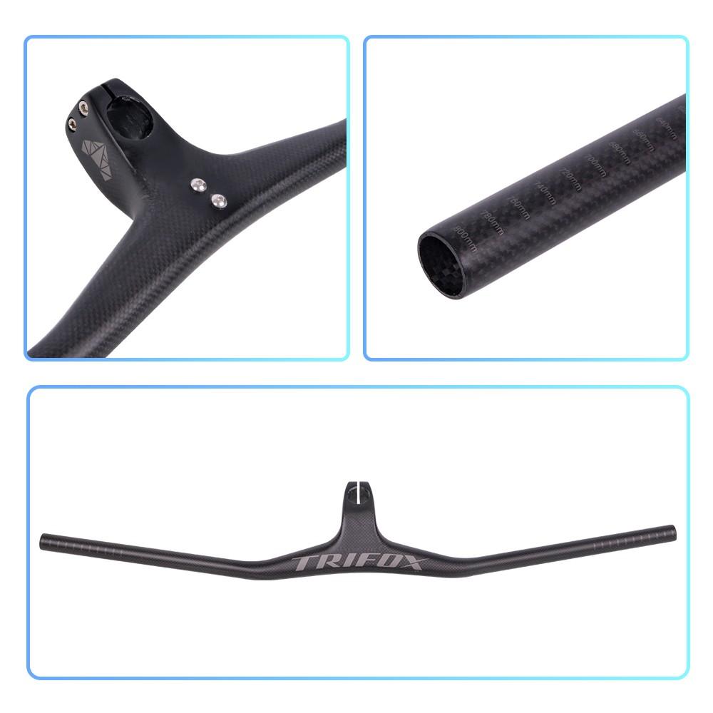 Triffox Full Carbon MTB Tay cầm một tay cầm xe đạp leo núi RHB200 3K Matte Black -17 độ Tay cầm tay cầm carbon Color: Gray Stem-110mm Size: Length 600mm