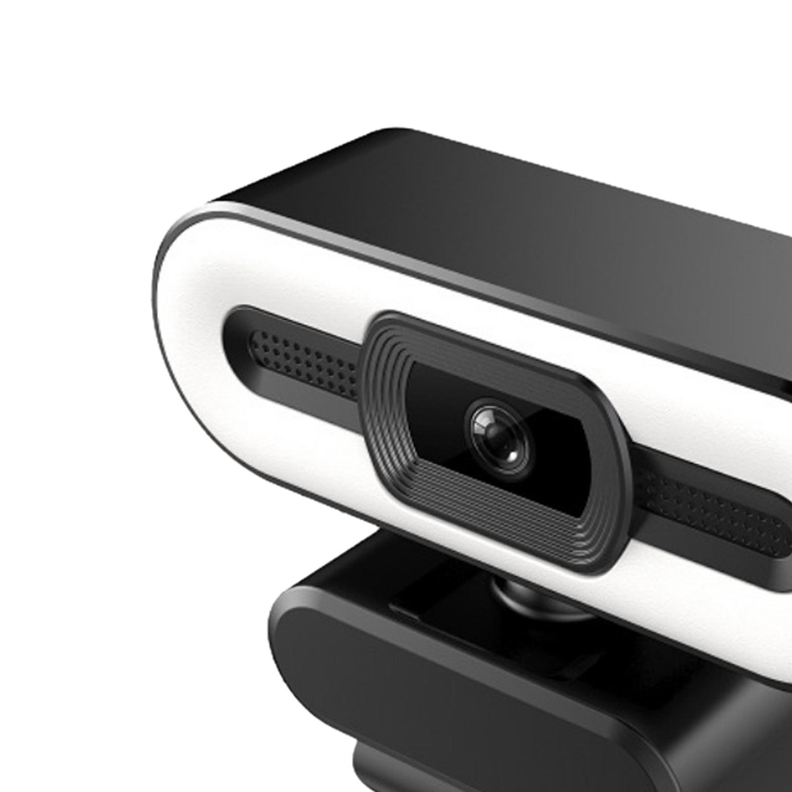 HD Webcam with Fill Light Microphone USB 2.0 Conference Streaming Camera for Desktop Laptop