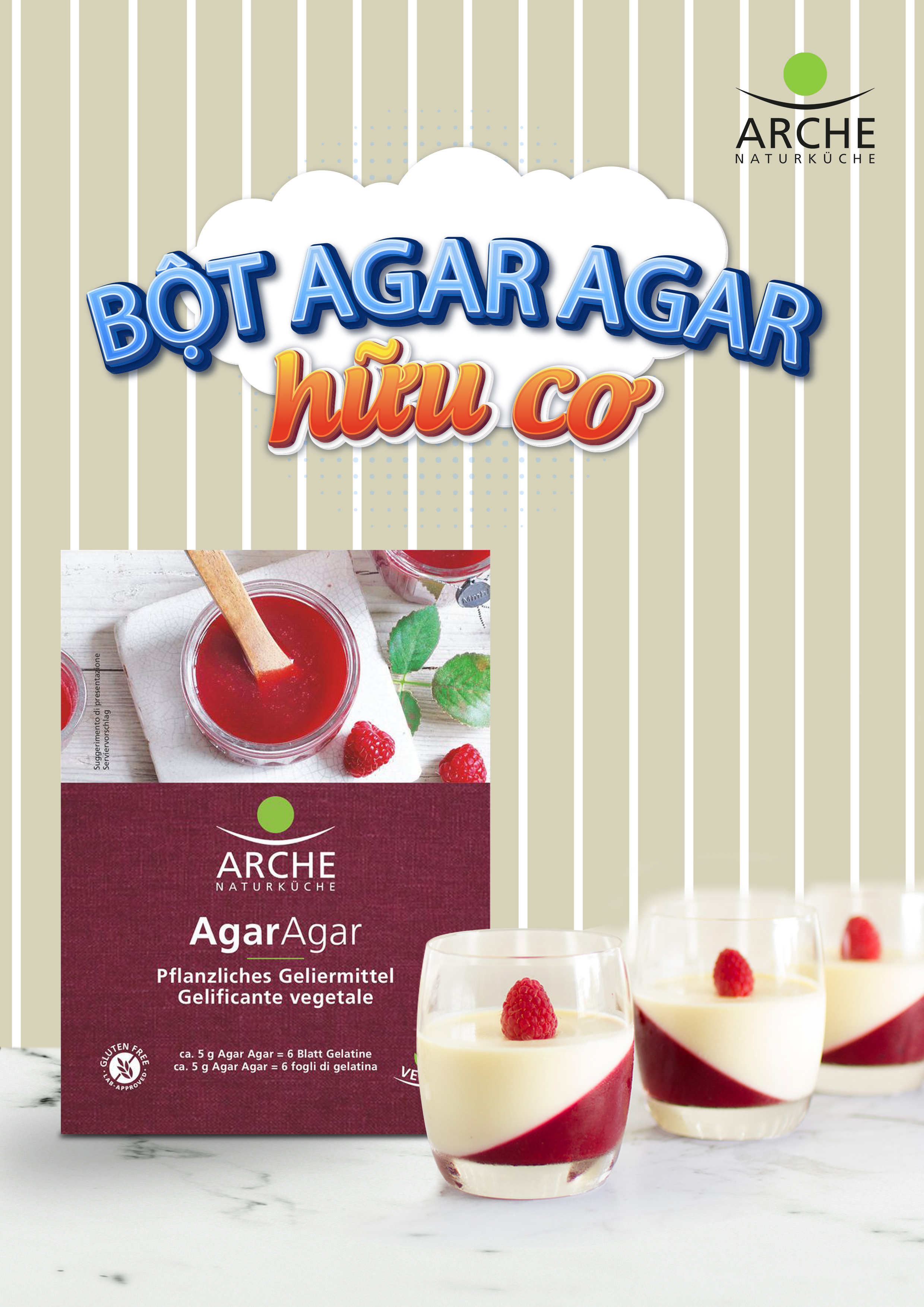 Bột rau cau Agar Agar hữu cơ cao cấp 30g Arche