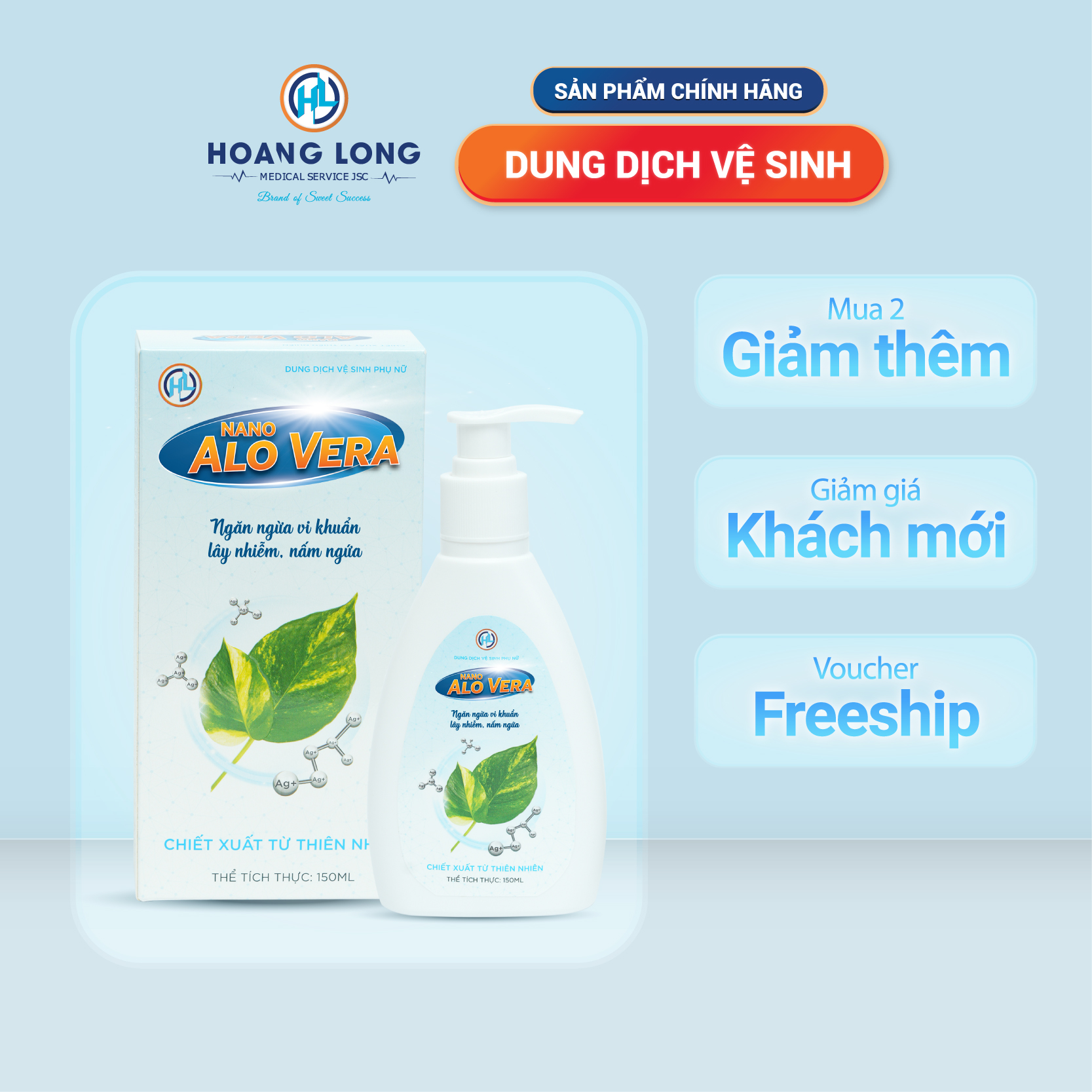 Dung Dịch Vệ Sinh Nano AloVera Chai Lớn (150ml) - Hỗ Trợ Điều Trị Viêm Nhiễm Phụ Khoa Nam Nữ Women