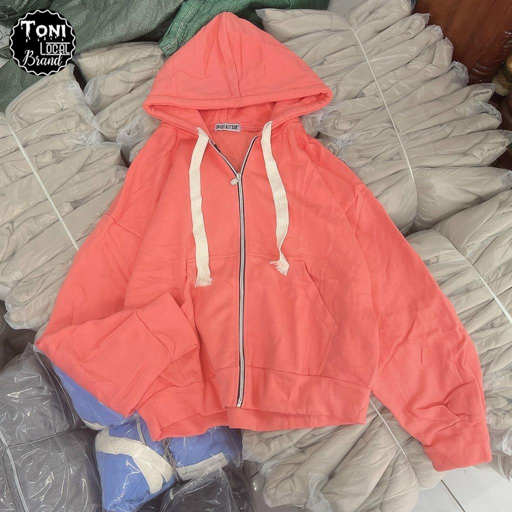 Áo Hoodie Basic Nỉ Ngoại Dây To - Áo Khoác Nỉ Trơn form bán lửng Unisex