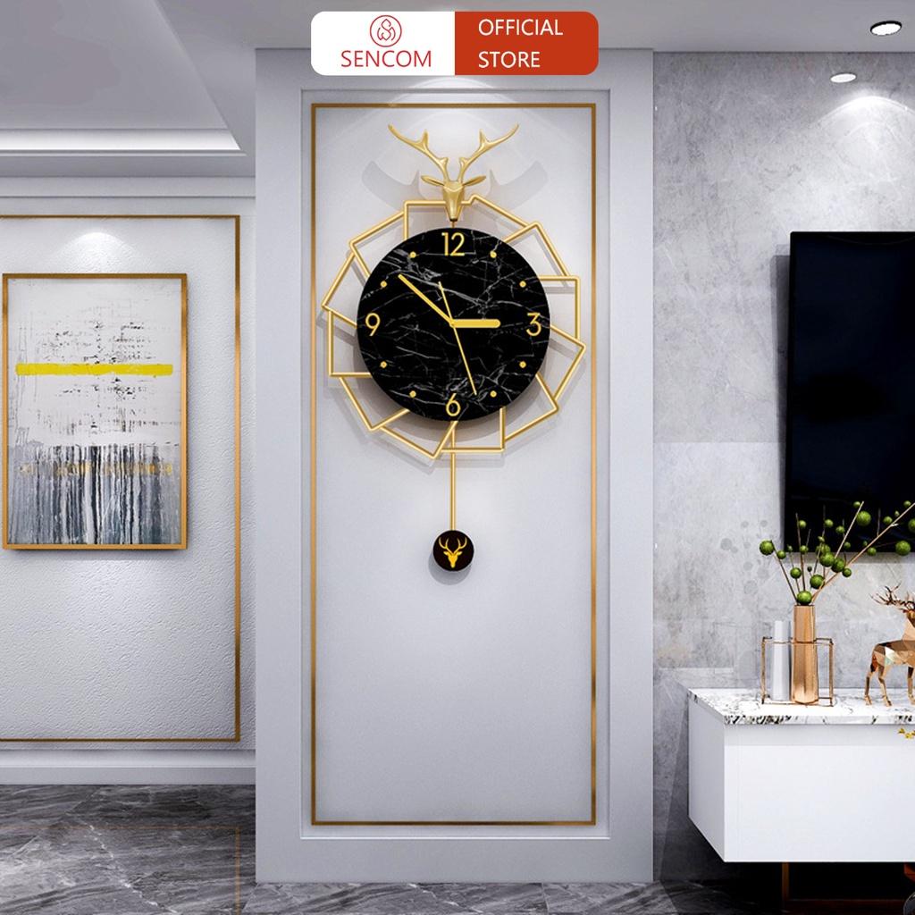 Đồng hồ treo tường phòng khách độc đáo SENCOM, đồng hồ trang trí decor phong cách Bắc Âu - JT2072A-38