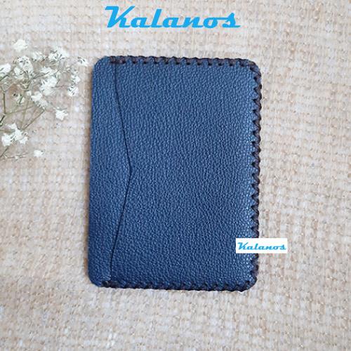 Ví card mini da bò cao cấp Kalanos KBN550-Navy, ví nhỏ đựng thẻ màu xanh Navy