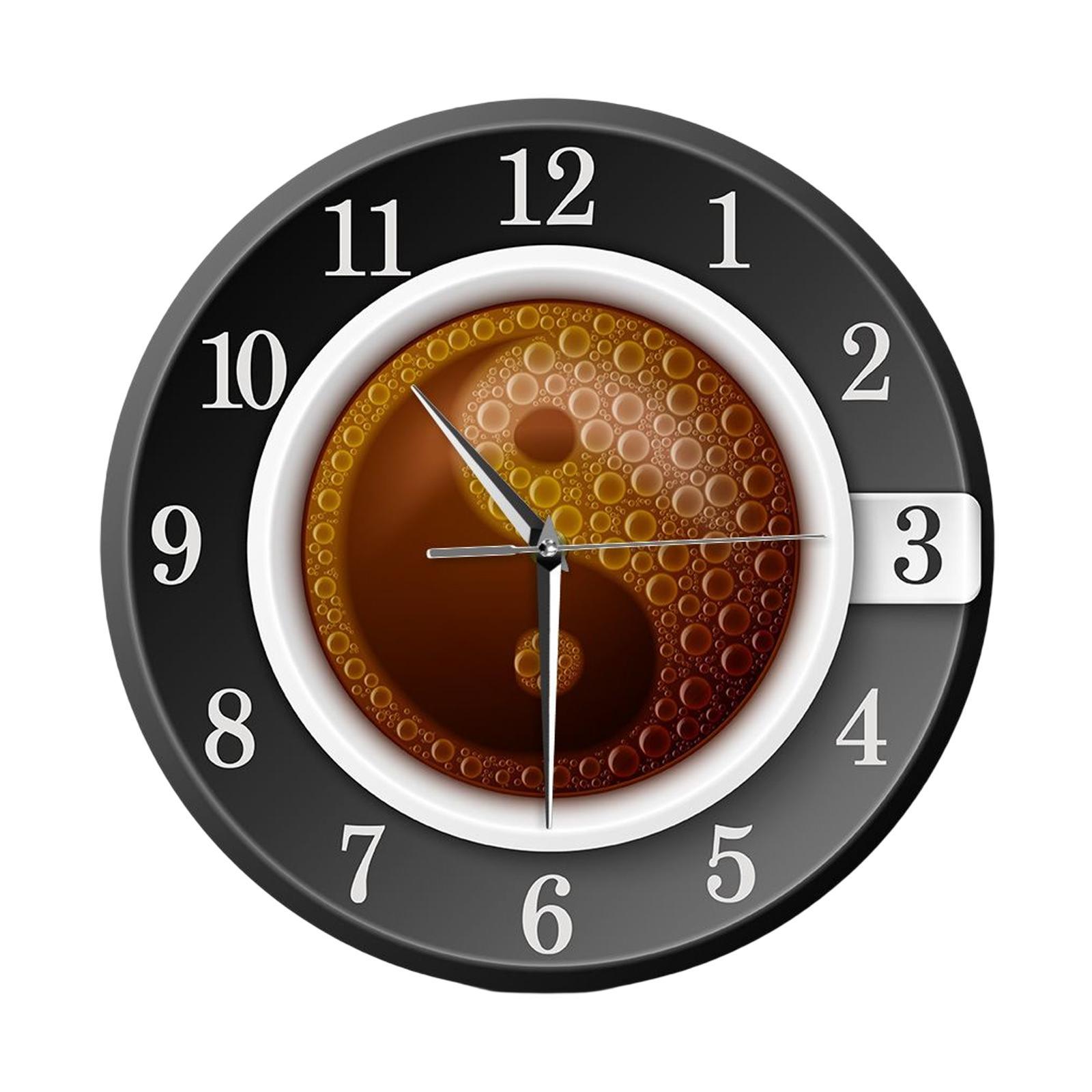 Creative Coffee Cup Wall Clock 12 inch for Study Room Cafe Shop Decorative