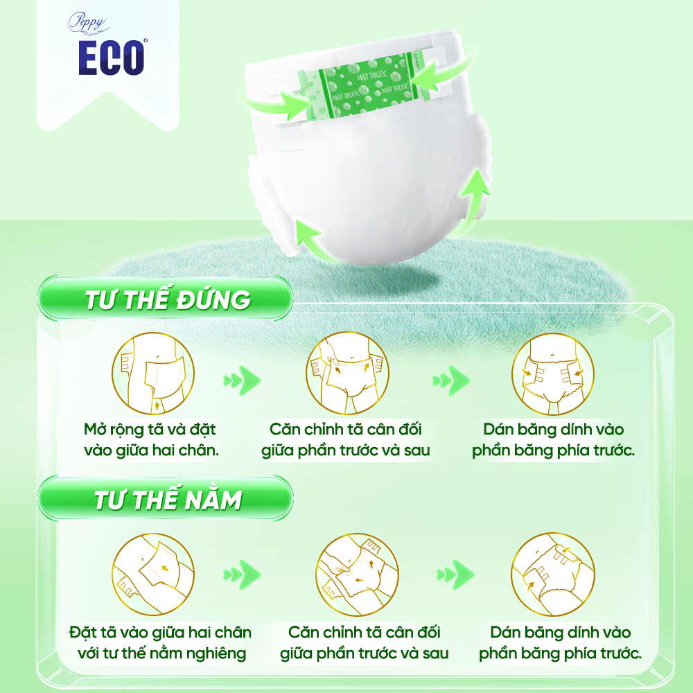 Combo 10 gói Tã Dán Người Lớn Peppy Eco Siêu Mềm Mại, Siêu Khô Thoáng, Kháng khuẩn Size M/L,L/XL