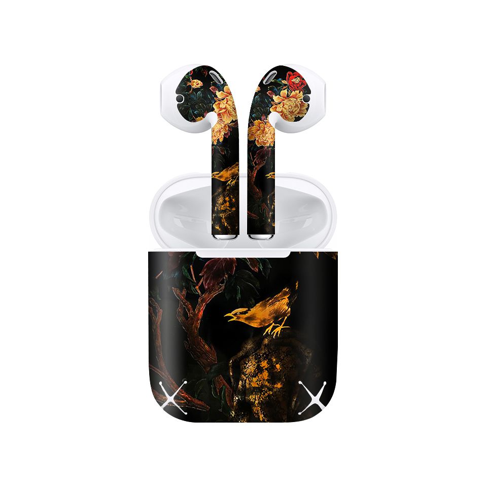 Miếng dán skin chống bẩn cho tai nghe AirPods in hình Chim và hoa - lsm014