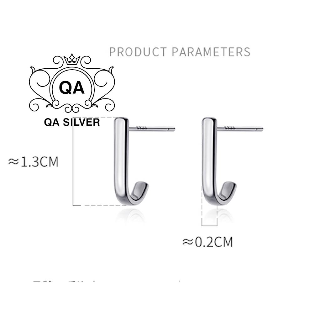 Khuyên tai bạc 925 khối chữ nhật chốt bi vặn bông nam nữ tối giản S925 MINIMAL QA SILVER Earrings EA220906