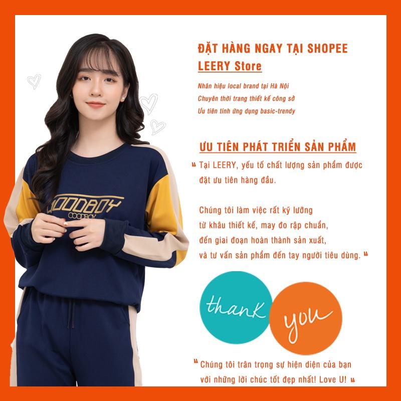 Bộ thể thao nữ LEERY mặc thu đông set bộ nữ sang chảnh đi làm đi chơi chất liệu umi Hàn cao cấp BTT-01