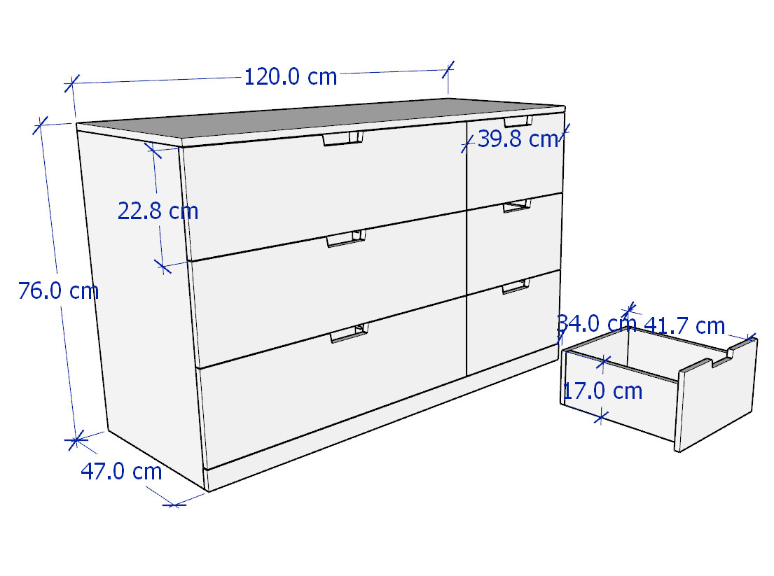 BANALDO, Tủ lưu trữ 3 tầng 6 ngăn kéo STO_011, 120x47x76cm