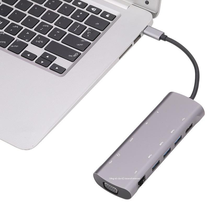 Đảm bảo chất lượng Type-c to HDMI với đế cắm card mạng Cáp chuyển đổi video HD 12 in one Đầu đọc thẻ USB3.0HUB