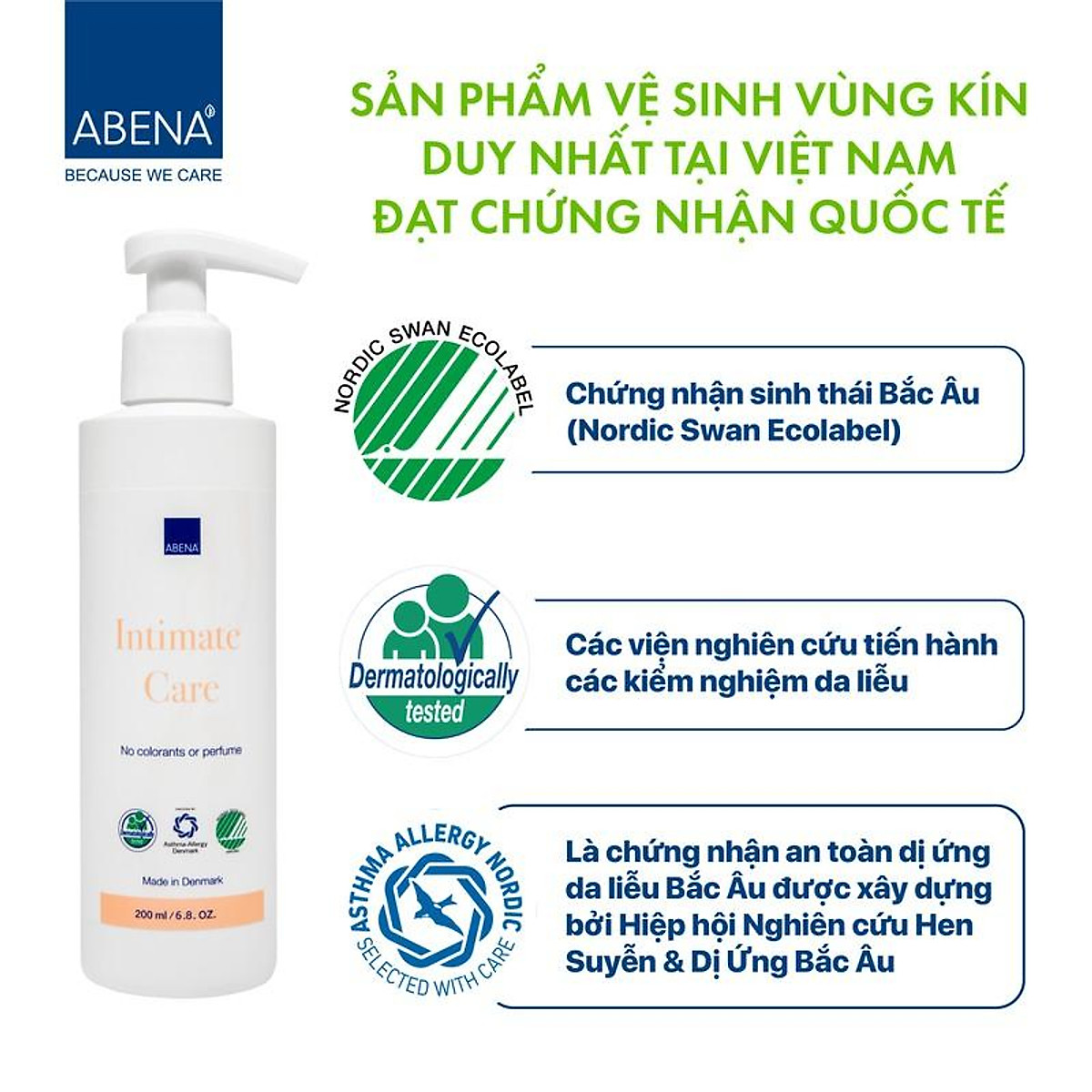 Dung dịch nước rửa vệ sinh phụ nữ Abena Intimate Care 200ml nhập khẩu Châu Âu an toàn cho sức khỏe