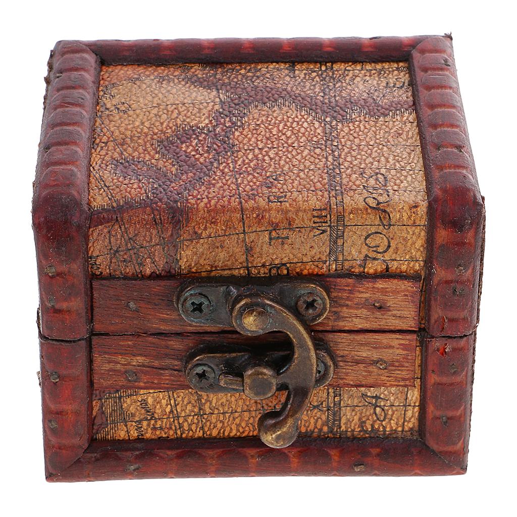Vintage Metal Lock Jewelry Treasure Chest Case Wooden Box Storage Box Gift