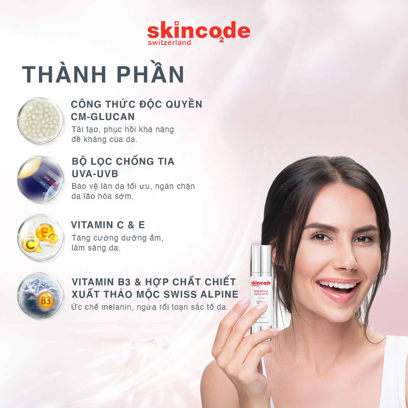 Kem dưỡng trắng chống nắng Skincode Alpine White Brightening Day Cream SPF15 50ml - MS 1600