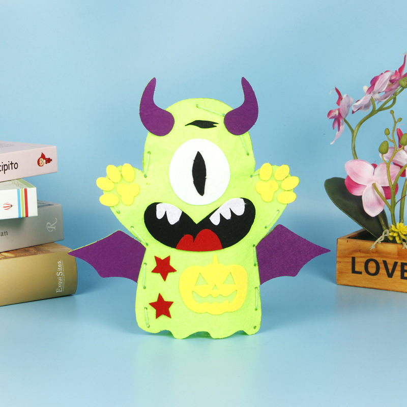 Con rối tay Halloween, đồ chơi thủ công giáo dục diy handmade chất liệu vải không dệt mẫu ngẫu nhiên