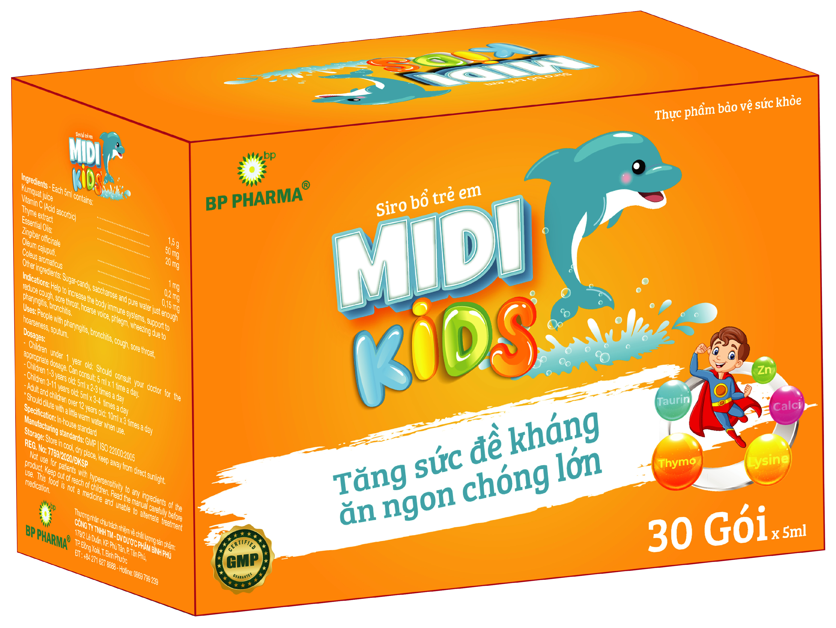 Siro MIDI KIDs Bổ Sung Vitamine, Khoáng Chất, Acid Amin, Giúp Ăn Ngon Tăng Cường Sức Đề Kháng (Hộp 30 Gói)