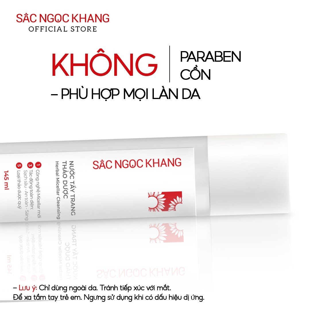 Bộ đôi làm sạch sâu Nước tẩy trang thảo dược 145ml và Sữa rửa mặt thảo dược 50g Sắc Ngọc Khang