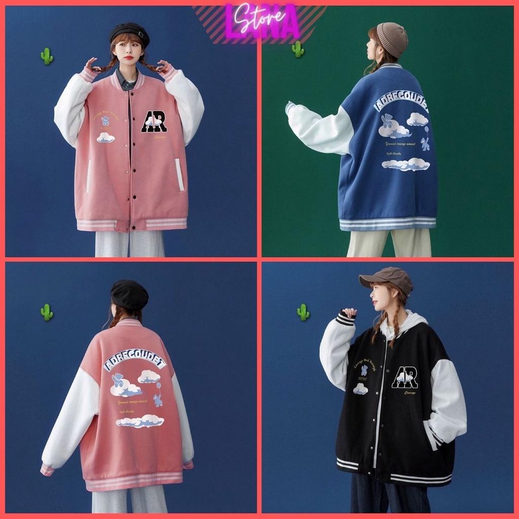 Áo Khoác Bomber Varsity Jacket in AR Chất Nỉ Mịn Đẹp Unisex Nam Nữ