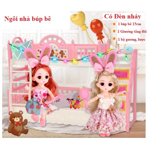 Đồ chơi Ngôi nhà Búp bê Barbie 15cm đóng hộp quà tặng cho bé gái kèm đèn nhấp nháy