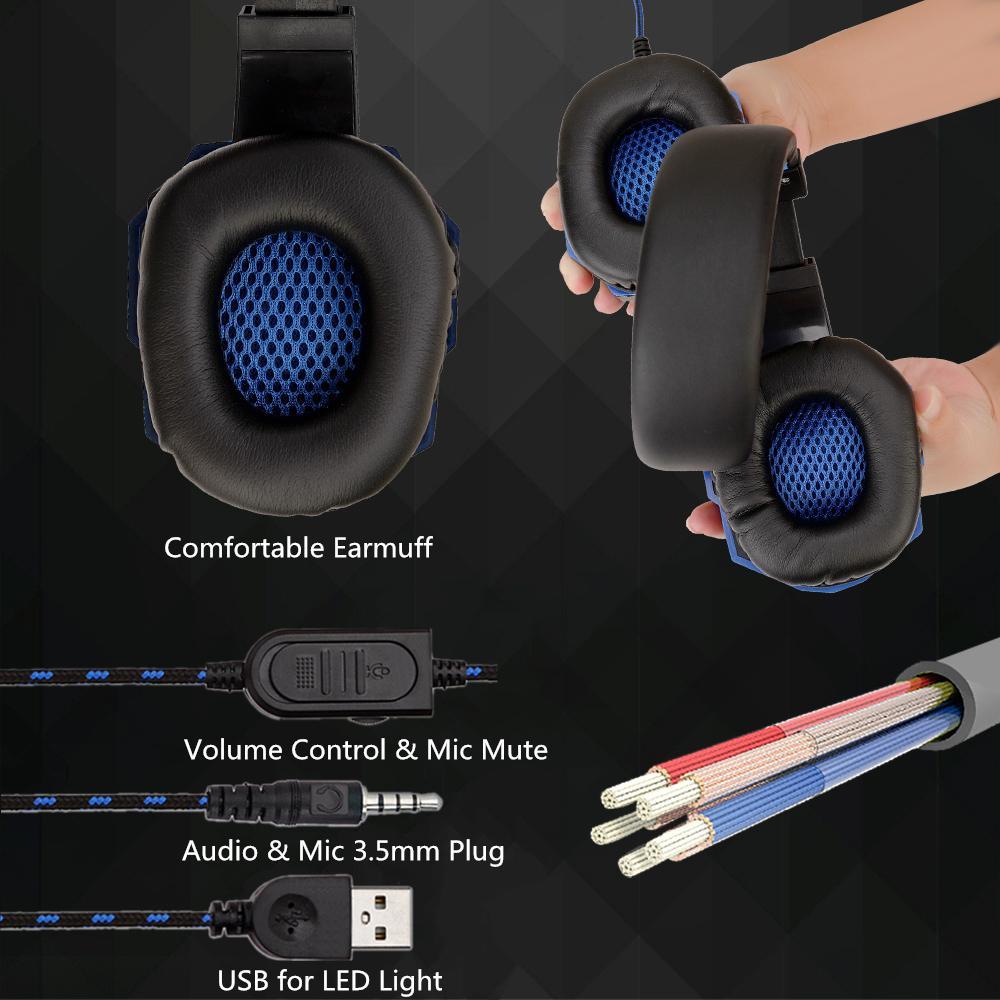 Chơi Game Có Dây Tai Nghe Chụp Tai Gấp USB Dạ Quang Game Thủ 3.5Mm + USB Stereo Tai Nghe Giảm Ồn Dành Cho Máy Tính Xách Tay Máy Tính