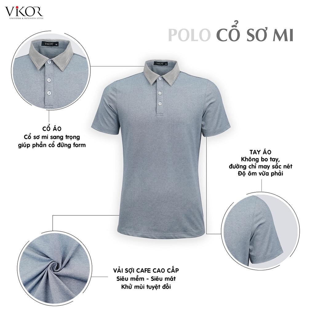 Áo thun POLO nữ cổ sơ mi VIKOR SMW08 trắng vải sợi cafe cao cấp, mềm mại, siêu mát hàng chính hãng