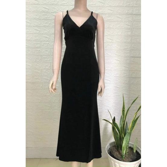 ĐẦM MAXI NHUNG 2 DÂY XẺ TÀ