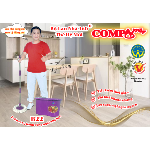 BỘ LAU NHÀ XOAY 360 ĐỘ THẾ HỆ MỚI COMPA MOP B22 (TẶNG KÈM 1 BÔNG LAU)