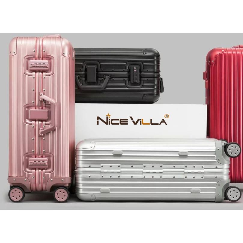 Vali Nhôm Nguyên Khối Khóa Sập NiceVilla 20inch &amp; 24inch $ 29inch - Đồng V Góc