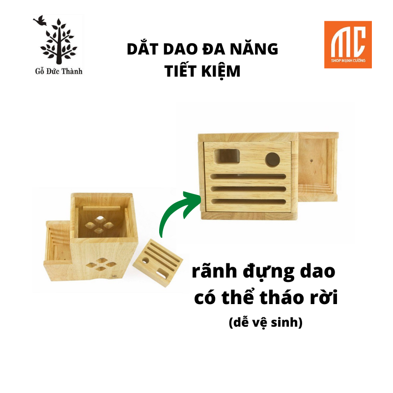 21381 | dắt dao đa năng tiết kiệm có chỗ để thớt nhỏ , muỗn đũa nĩa thìa kéo gỗ Đức Thành