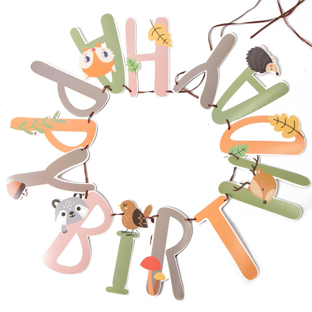Cute Animal HAPPY BIRTHDAY Bunting Banner Kid Baby Birthday Party Decoration