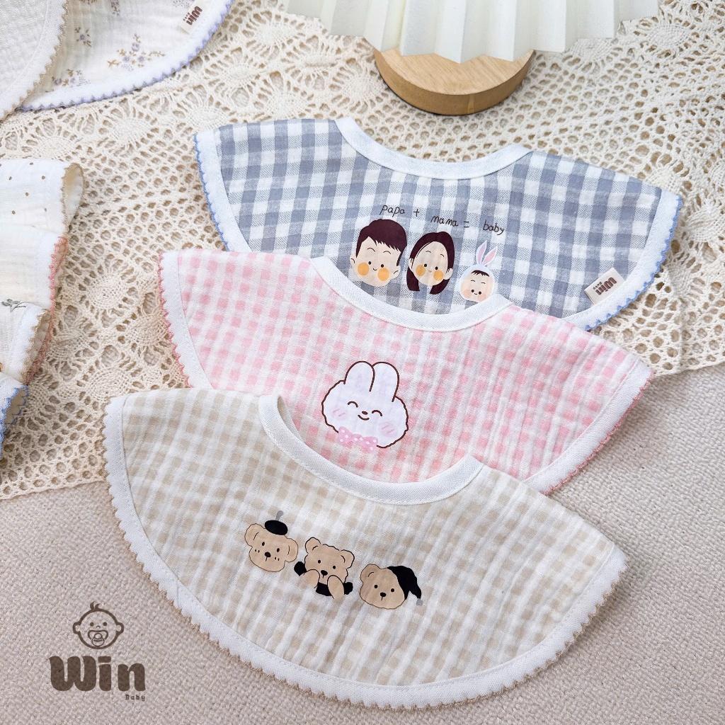 Yếm Vải Xô Muslin Cho Bé 4 Lớp Cao Cấp, khăn yếm quàng đeo cổ cho trẻ sơ sinh, bé trai, bé gái