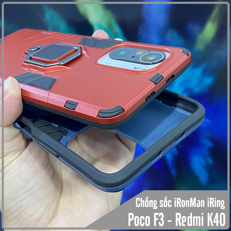 Ốp lưng cho Xiaomi Poco F3 - Redmi K40 iRON MAN IRING Nhựa PC cứng viền dẻo chống sốc